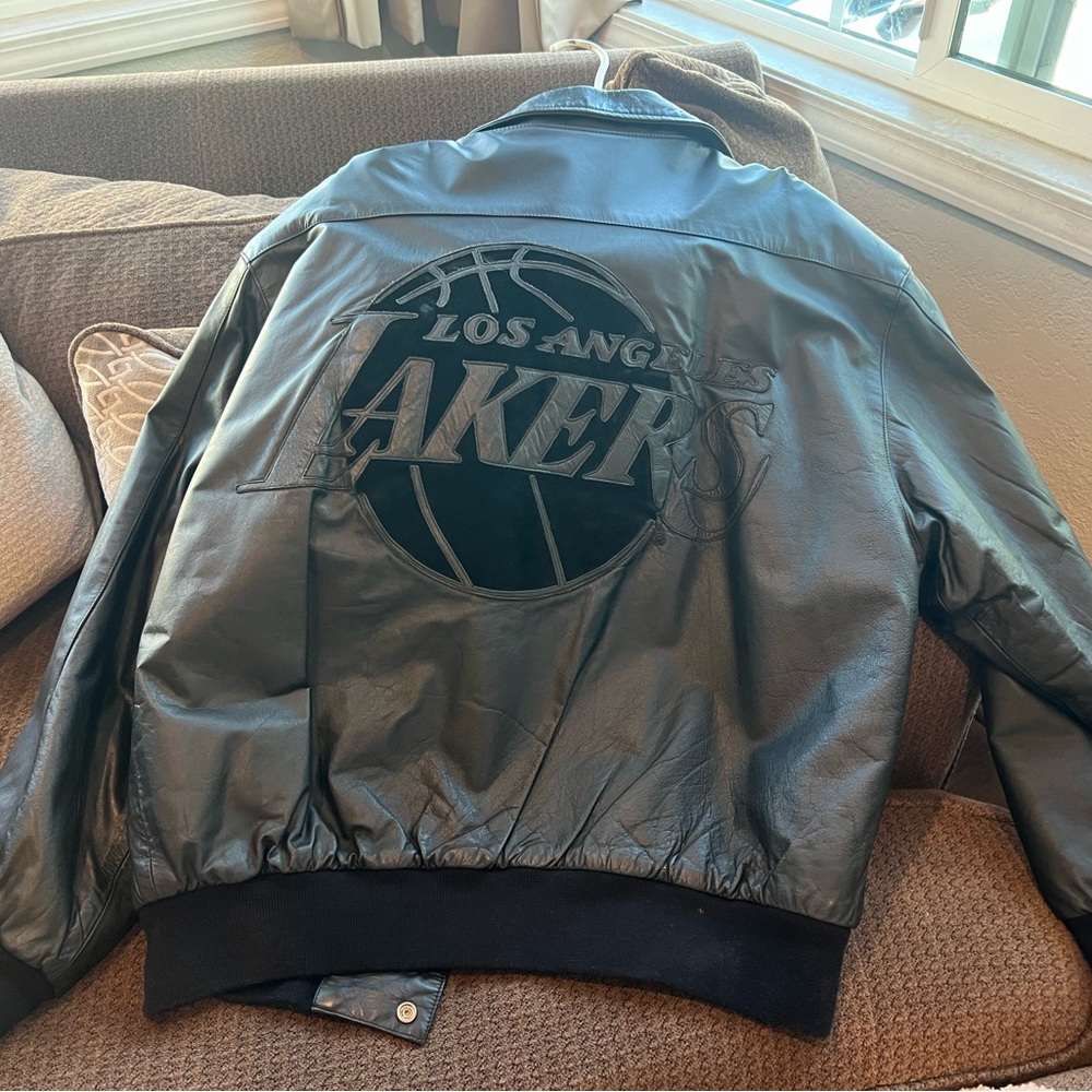 Men’s Black Lakers Leather Jacket